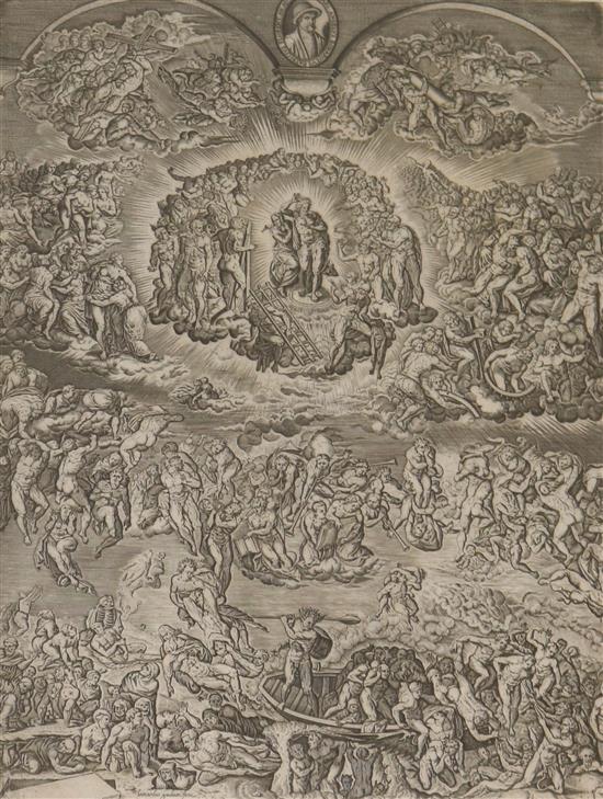 Leonard Gaultier (1561-1641) c.1600, engraving, 'Michelangelo's last judgment', 31 x 23cm